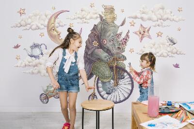 Autocollant mural 80x102 Le monde pastel des animaux sous forme de dessin animé