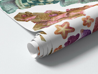 Autocollant mural 80x111 Un pays magique d'animaux dans un dessin au pastel