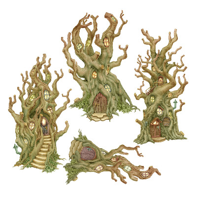 Autocollant mural 80x225 Charmantes cabanes forestières dans un style pastel