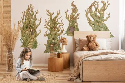 Autocollant mural 80x225 Charmantes cabanes forestières dans un style pastel