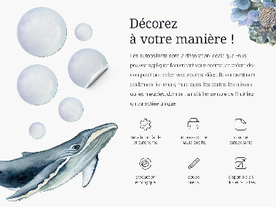 Autocollant mural 80x138 Animaux magiques aux graphismes pastel