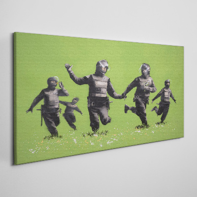 Tableau toile imprimée La police anti-émeute à Banksy Field