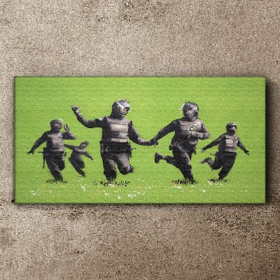 Tableau toile imprimée La police anti-émeute à Banksy Field