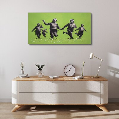 Tableau toile imprimée La police anti-émeute à Banksy Field