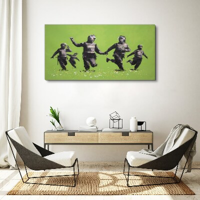 Tableau toile imprimée La police anti-émeute à Banksy Field