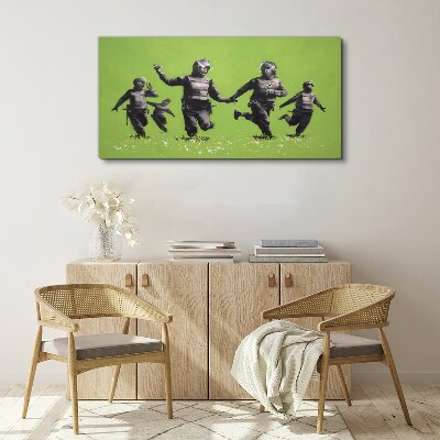 Tableau toile imprimée La police anti-émeute à Banksy Field