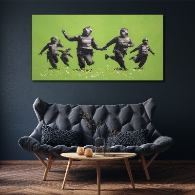 Tableau toile imprimée La police anti-émeute à Banksy Field