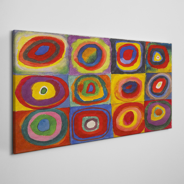 Tableau imprimé sur toile Studio de couleur : Carrés avec cercles concentriques Kandinsky
