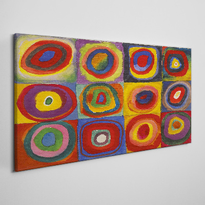 Tableau imprimé sur toile Studio de couleur : Carrés avec cercles concentriques Kandinsky
