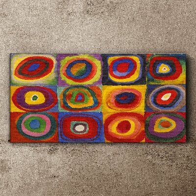 Tableau imprimé sur toile Studio de couleur : Carrés avec cercles concentriques Kandinsky