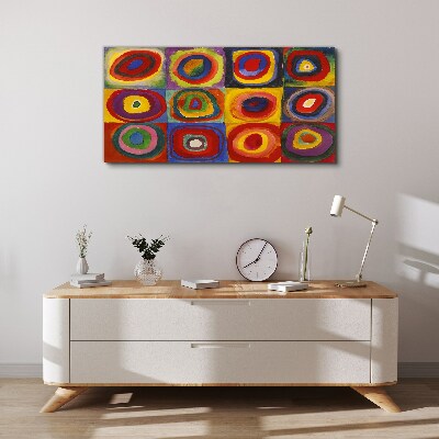 Tableau imprimé sur toile Studio de couleur : Carrés avec cercles concentriques Kandinsky