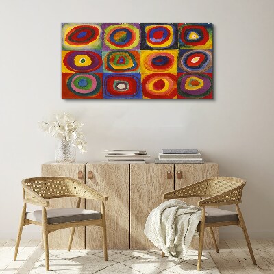 Tableau imprimé sur toile Studio de couleur : Carrés avec cercles concentriques Kandinsky