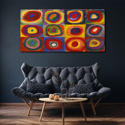 Tableau imprimé sur toile Studio de couleur : Carrés avec cercles concentriques Kandinsky