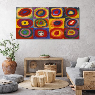 Tableau imprimé sur toile Studio de couleur : Carrés avec cercles concentriques Kandinsky