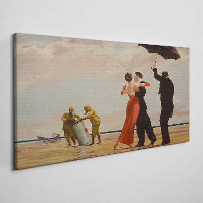 Tableau sur toile Promenade romantique sur la plage