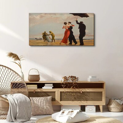 Tableau sur toile Promenade romantique sur la plage