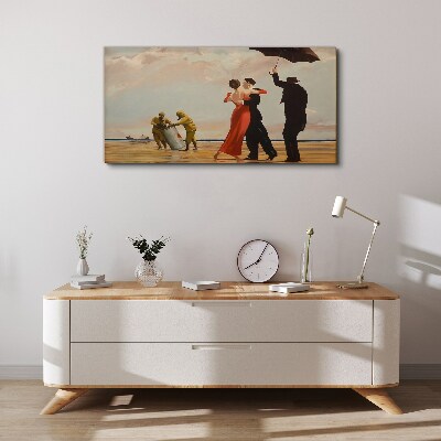 Tableau sur toile Promenade romantique sur la plage