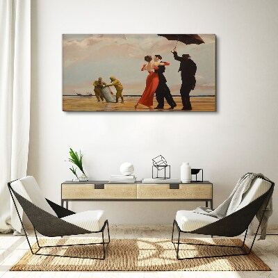 Tableau sur toile Promenade romantique sur la plage