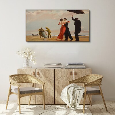 Tableau sur toile Promenade romantique sur la plage