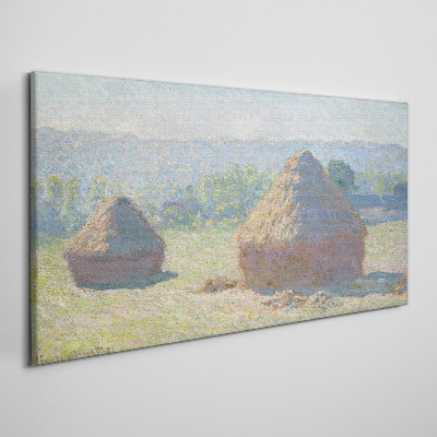 Tableau imprimé sur toile Soleil d'été sur les meules de foin