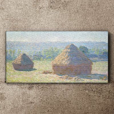 Tableau imprimé sur toile Soleil d'été sur les meules de foin