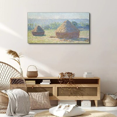 Tableau imprimé sur toile Soleil d'été sur les meules de foin