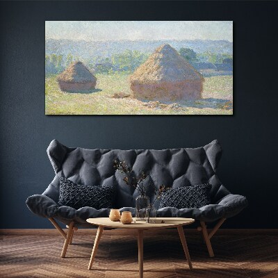 Tableau imprimé sur toile Soleil d'été sur les meules de foin
