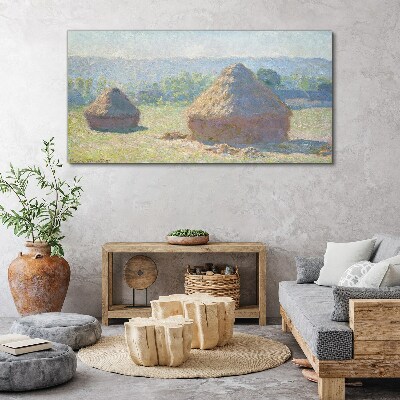Tableau imprimé sur toile Soleil d'été sur les meules de foin
