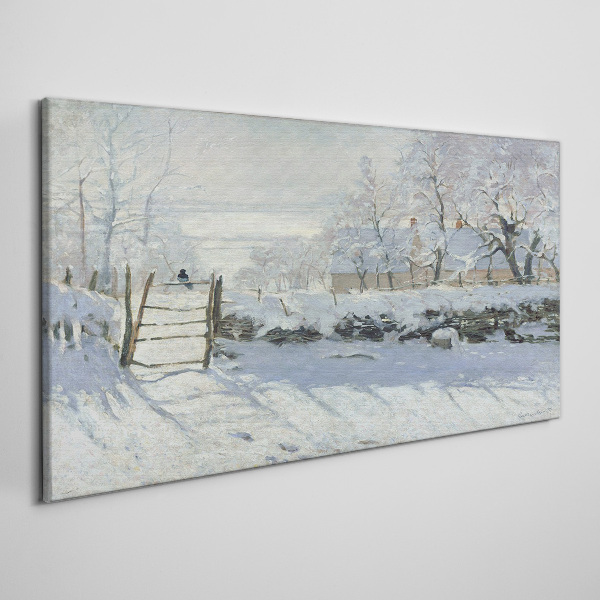Tableau imprimé sur toile Paysage d'hiver avec une porte