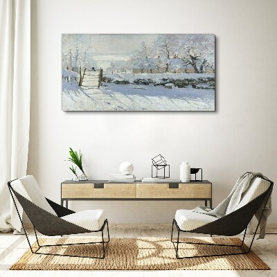 Tableau imprimé sur toile Paysage d'hiver avec une porte