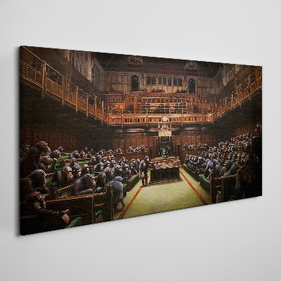 Tableau toile imprimée Un rassemblement de singes au parlement