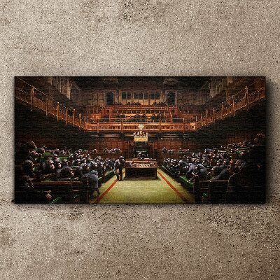 Tableau toile imprimée Un rassemblement de singes au parlement