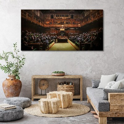 Tableau toile imprimée Un rassemblement de singes au parlement