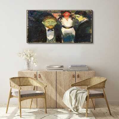 Tableau imprimé sur toile Visages verts dans le paysage nocturne