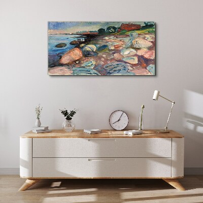 Tableau toile imprimée Paysage de bord de mer avec des pierres