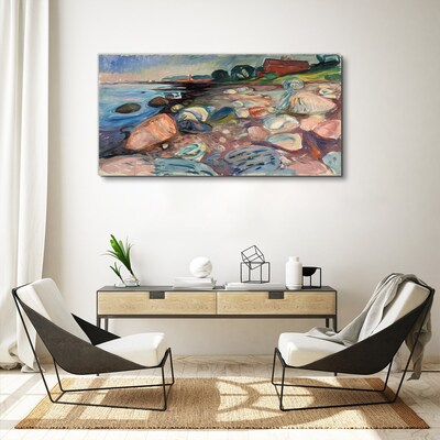 Tableau toile imprimée Paysage de bord de mer avec des pierres