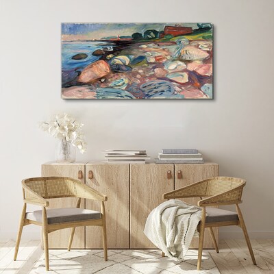 Tableau toile imprimée Paysage de bord de mer avec des pierres