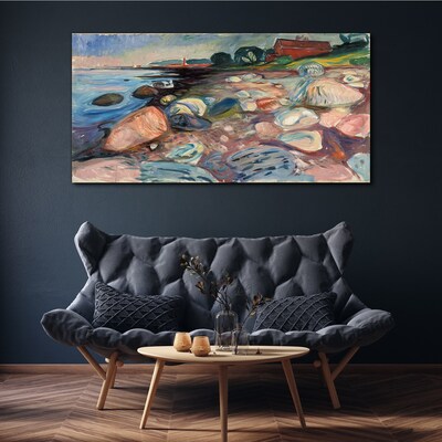 Tableau toile imprimée Paysage de bord de mer avec des pierres