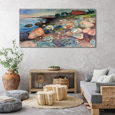 Tableau toile imprimée Paysage de bord de mer avec des pierres