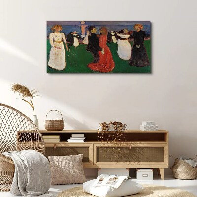 Tableau sur toile Figures dansantes sur fond vert