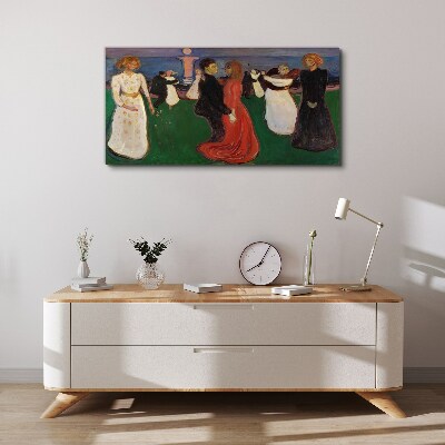 Tableau sur toile Figures dansantes sur fond vert