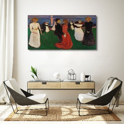 Tableau sur toile Figures dansantes sur fond vert
