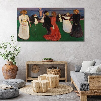 Tableau sur toile Figures dansantes sur fond vert