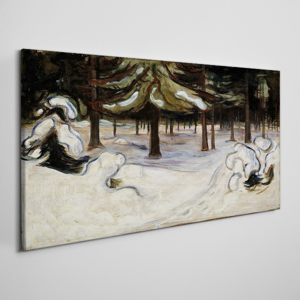 Tableau imprimé sur toile Paysage d'hiver avec des arbres