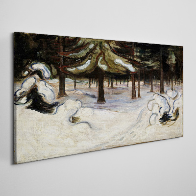 Tableau imprimé sur toile Paysage d'hiver avec des arbres