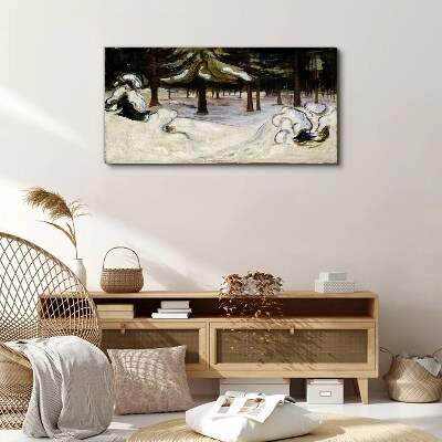 Tableau imprimé sur toile Paysage d'hiver avec des arbres