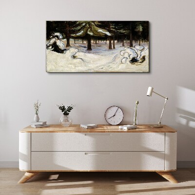 Tableau imprimé sur toile Paysage d'hiver avec des arbres