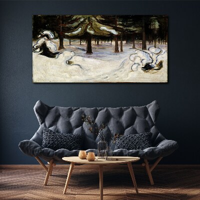 Tableau imprimé sur toile Paysage d'hiver avec des arbres