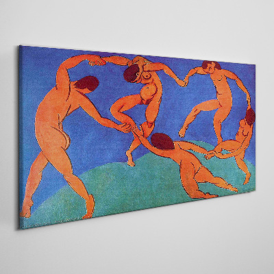 Tableau toile imprimée Figures dansantes sur fond bleu