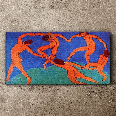 Tableau toile imprimée Figures dansantes sur fond bleu